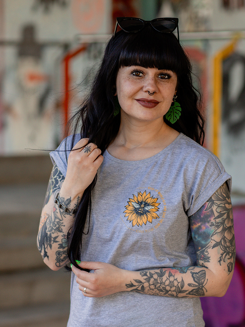 Bees Extended Shirt [heather grey]