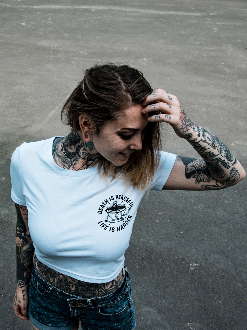 Death is peaceful Crop Shirt [white]