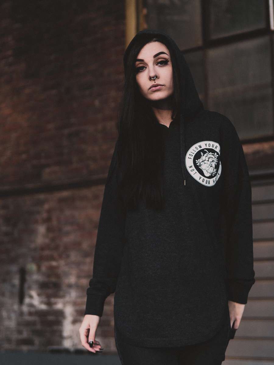 Follow your Heart Girlie Oversized Hoodie [anthrazit]